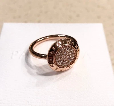 Pandora Signature Pave Rose Gold Ring #180912CZ +HINGED BOX +Polishing Cloth+Tag - Image 1 of 4