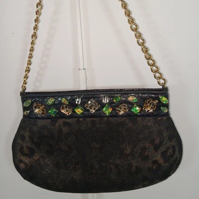 Bolso de hombro Christian Audigier con cadena con estampado de leopardo con joyas con cierre magnético Foto 1 de 4