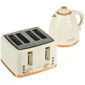 HOMCOM Kettle and Toaster Set 1.7L Kettle & 4 Slice Toaster Beige, Used - Picture 1 of 11