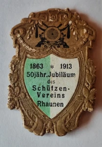 Antike Anstecknadel 1913 anl. 50jähr. Jubiläum Schützenverein Rhaunen - Bild 1 von 2