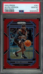 2022 Prizm #281 ALLEN IVERSON Red Prizm #101/299 PSA 10 76ers - Picture 1 of 2