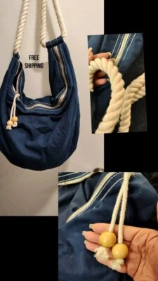 Темно-синий мешковатая сумка с веревочными ремнями - Изображение 1 из 4