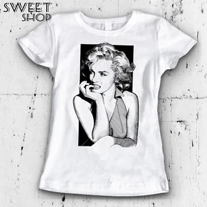 T-shirt MAGLIETTA MARILYN MONROE DISEGNO MODA FASHION IDEA REGALO ICONA DIVA - Picture 1 of 7
