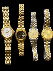 Watch Lot: 4 Ladies Wrist Watches ALL SEIKO Vintage 50M, Quartz, Calendar Date