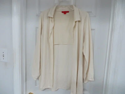 Blazer túnica SHAMASK linho texturizado frente aberta creme tamanho 2 - Imagem 1 de 4