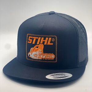 Vintage stihl trucker hat Cap Black Chainsaw Orange L|X