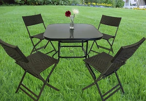 4 x Alfresco Rattan Wicker Folding Outdoor Chairs - Picture 1 of 12