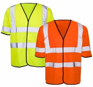Erwachsene Hi Vis reflektierendes kurzärmliges Trägertop Männer strapazierfähig Arbeitskleidung Hemd - Bild 1 von 4