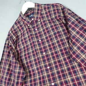 Vintage Ralph Lauren Shirt Men Extra Large Blue Red Beige Blake Plaid Pony Top - Picture 1 of 19