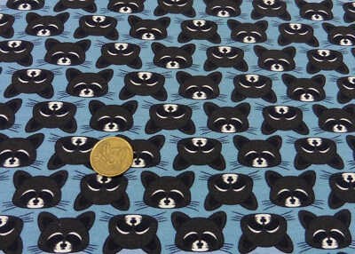 Raccoon Party Only Raccoons Petra Laitner Sweatstoff blau Hilco Kinderstoff 25  - Bild 1 von 2