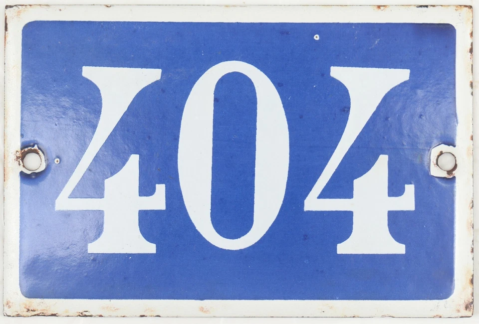 Old blue French house number 404 door gate plate plaque enamel steel metal sign - Image 1 of 1
