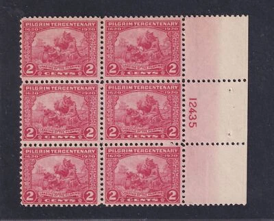 1920 Pilgrim Tercentenary Sc 549 perfect OG original gum MNH plate block (L8 - Image 1 of 2