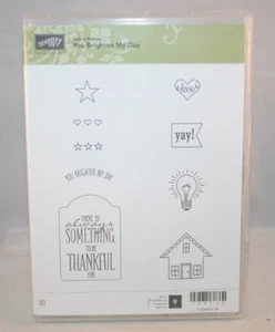 Stampin Up Cling Rubber Stamp Set - You Brighten My Day - 9 Stamps - Used - Picture 1 of 2