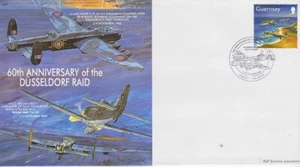 MF9 Dusseldorf Raid Avro Lancaster RAF Reid VC 2003 Guernsey 22p sello FDC - Imagen 1 de 1