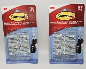 2 PACKS COMMAND DAMAGE FREE HANGING MINI HOOKS CLEAR 6 CLIPS/8 STRIPS EACH  - Picture 1 of 2