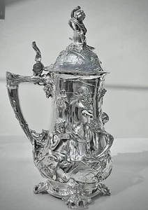 WMF Magnificent Antique Silver Plated Art Nouveau Tankard Jug Putti Goddess 42cm - Picture 1 of 23