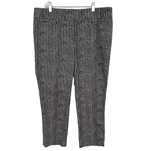 Ann Taylor LOFT Marisa Cropped Ankle Pants Womens Size 10 Black White Pattern - Picture 1 of 4