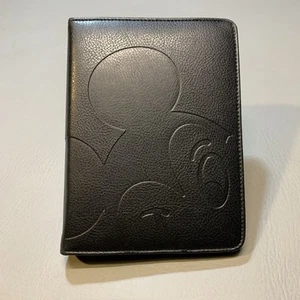 Vintage DISNEY Mickey Mouse Organizer 6 Ring Planner Black Leather Embossed - Picture 1 of 10