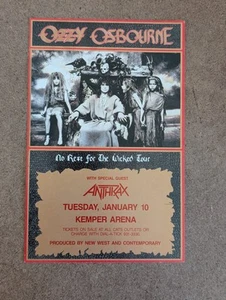 Póster Ozzy Osbourne Anthrax No Rest for the Wicked Concert Mini 8,5x5,5" Kemper - Imagen 1 de 10