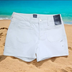 Gap Girl's High Stretch Midi White Shorts - Picture 1 of 10