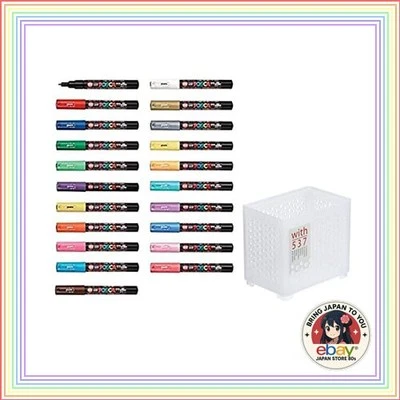 Mitsubishi Pencil uni Posca Marcador a Base de Agua Extra Fino 21 Colores Set Soporte para Pluma Foto 1 de 4