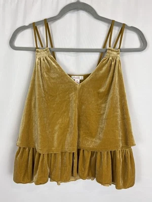 Y2K 90-е Fairy Boho Cami Золотой Бархат Средний Многоуровневый Грубый Ремешок для Спагетти  - Изображение 1 из 4