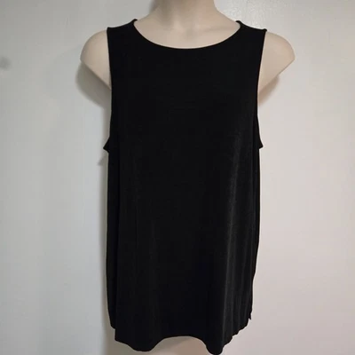 Camiseta sin mangas Chico's Travelers talla 4 (XXL 20/22) tinta negra elástica tejido cuello redondo Foto 1 de 4