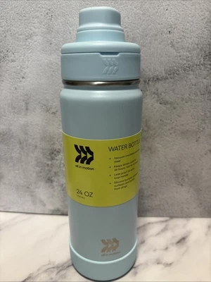 Botella de agua aislada al vacío de acero inoxidable todo en movimiento 24 OZ azul claro Foto 1 de 4