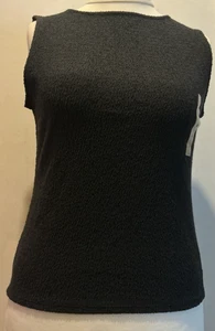 Camiseta Uniqlo Fruncida Sin Mangas Crepé Fruncida Cuello Barco Mediana Nueva con Etiquetas Negra - Imagen 1 de 6