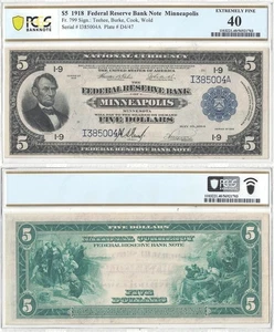 1918 $5 Federal Reserve Bank Note Fr-799 PCGS XF-40 - Picture 1 of 3