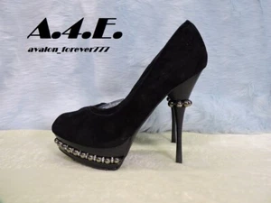 Black Suede platform high heels from Shiekh. Size Women's 10, Mens 8.5 - Picture 1 of 12