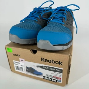 Reebok MENS Blue Gray Lace Up Alloy Toe RB4040 Work Shoes SIZE 10W - NIB - Picture 1 of 24