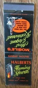 MOBILE, ALABAMA MATCHBOOK COVER: FLAMING HEARTH (HALBERTS) 1960s MATCHCOVER -E - Bild 1 von 2