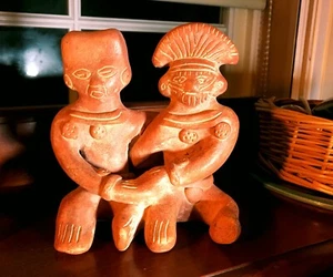 Vintage Aztec Mayan Inca South America Tribal Art Clay Terracotta Figurine - Picture 1 of 12
