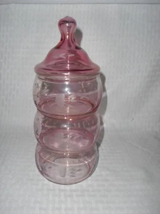 Princess House Crystal Etched Stacking 3 Tier Pink Candy Dish - Picture 1 of 6