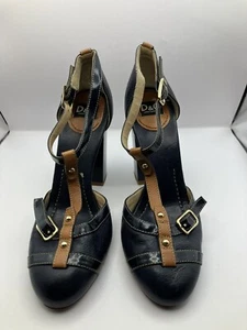 37 Dolce & Gabbana duo color Navy Blue Brown Size EU 39 US 8 Vintage - Picture 1 of 13