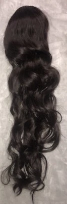 Ponytail Hair Extension 24” Dark Brown Drawstring Long Wavy Curly Synthetic - Image 1 of 4