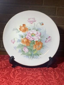 Vintage SIGNED Hand Painted Multi-Colored #6045 Floral Plates S. Suzuki~10.5” - Picture 1 of 4
