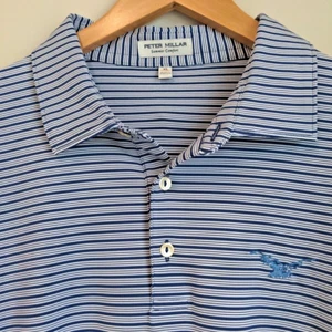Camisa polo de golf Peter Millar puente cubierto corona de club de golf hecha a mano para hombre XL USADA EN EXCELENTE ESTADO - Imagen 1 de 13