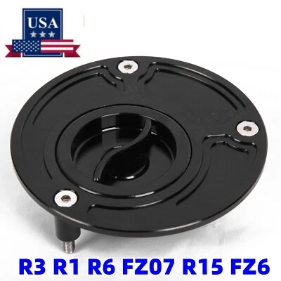 For Yamaha YZF R1 R3 R6 R15 MT-07/09 FZ6/8 Tank Cover Keyless Fuel Gas Cap Black - Image 1 of 4