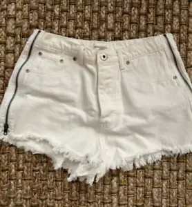 Usados en Excelente Condición Pantalones Cortos Dance & Marvel Mujeres Pequeño Corte Denim Jean Cremallera Lateral Abotonada M - Imagen 1 de 4