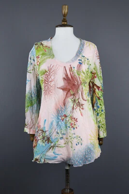 Damas Malvin Floral Verano Multicolor Lagenlook Suelta Túnica Blusa Camisa Prenda para el torso Foto 1 de 4
