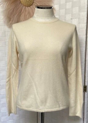 Lord & Taylor 100% Cashmere Two Ply Ivory Pullover Sweater Size M FX8 - Image 1 of 4