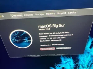 Apple iMac Retina 5K 27 inch late 2014 4GHz Intel Core i7 32 GB 1600 MHz DDR3 - Picture 1 of 3