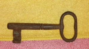 Llave esqueleto de hierro forjado grande antigua del siglo XIX PORTUGAL - Imagen 1 de 3