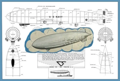 Model Aiplane Plans (FF): Vintage Los Angeles - ZR3 Zeppelin 30" long - Image 1 of 4