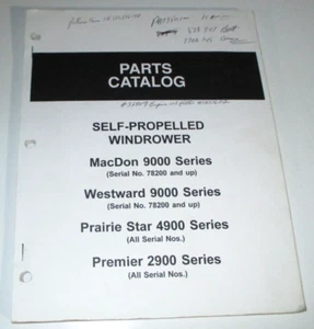 MacDon 9000 Series Self Propelled Windrower Parts Catalog Manual Book Westward - Picture 1 of 4