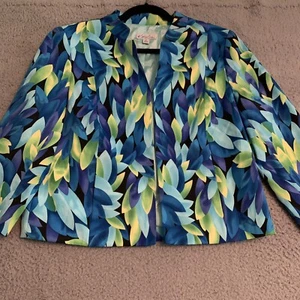 Kim Rogers Green Purple Blue Blazer Women 10P Petite Career Work Colorful Career - Picture 1 of 5
