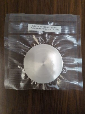 Al/Si/Ti sputter target, 98.5/1.2/0.3 wt%, 99.99% pure, 4" x 0.125" - Image 1 of 2
