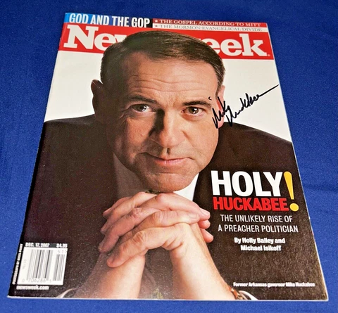 MIKE HUCKABEE SIGNED NEWSWEEK MAGAZINE REPUBLICAN GOVERNOR OF ARKANSAS AUTOGRAPH Cover